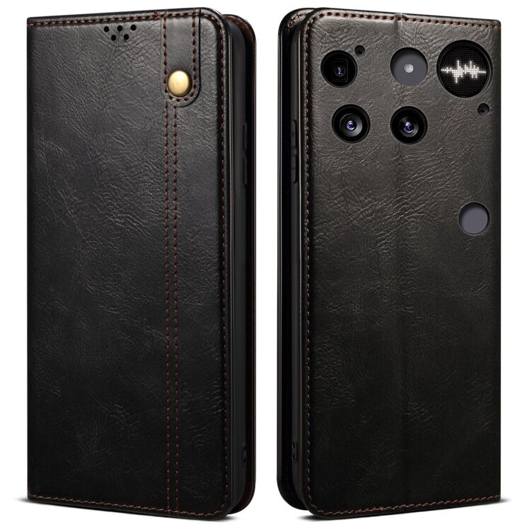 Защитный чехол UniCase Leather Wallet для Nothing Phone (3) - Black: фото 1 из 8