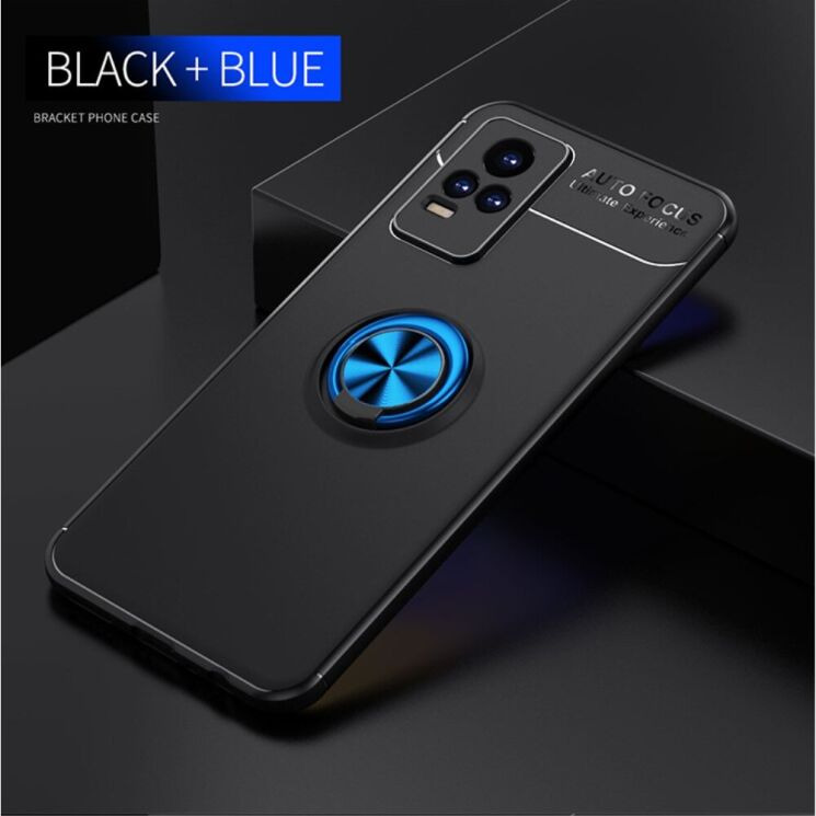 Чехол с магнитным кольцом UniCase Magnetic Ring для VIVO V21e - Black / Blue: фото 2 из 13