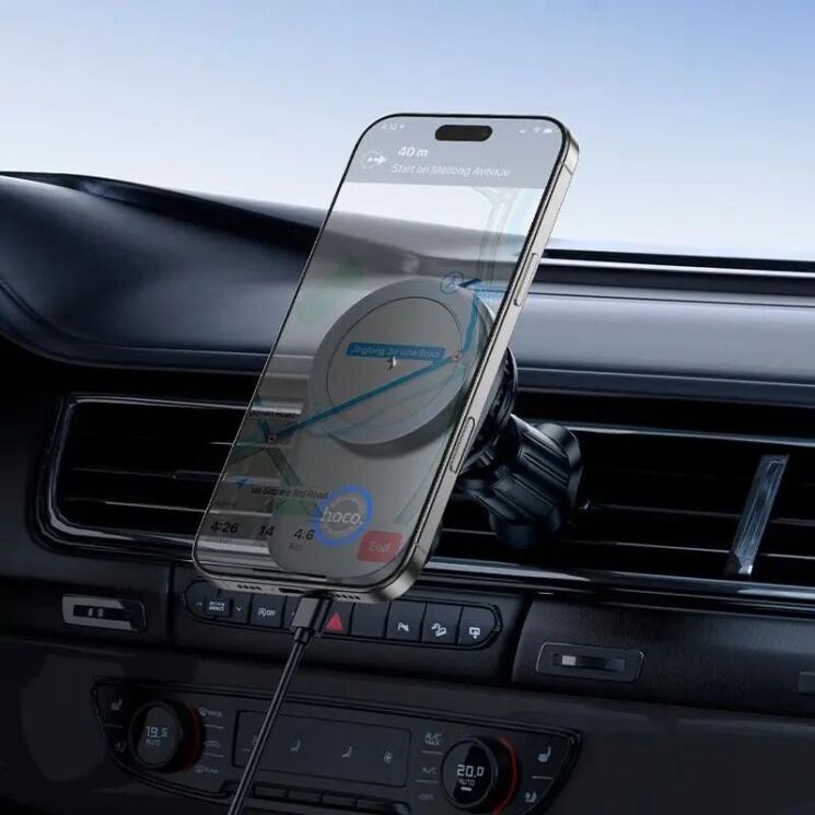 Автомобильный держатель с беспроводной зарядкой Hoco HW36 (15W) Air Outlet - Black: фото 9 из 10