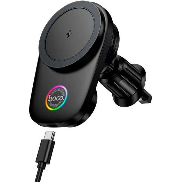 Автомобильный держатель с беспроводной зарядкой Hoco HW36 (15W) Air Outlet - Black: фото 2 из 10