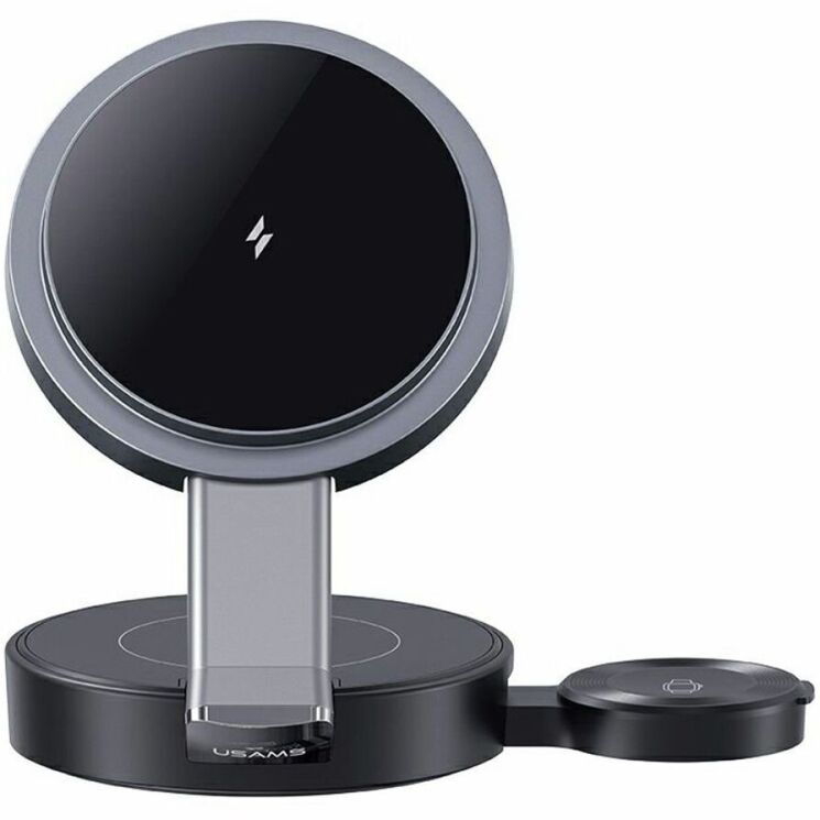 Бездротовий зарядний пристрій USAMS CD234 (15W) 3 in 1 Foldable Wireless Charge - Black: фото 1 з 17