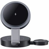 Бездротовий зарядний пристрій USAMS CD234 (15W) 3 in 1 Foldable Wireless Charge - Black: фото 1 з 17