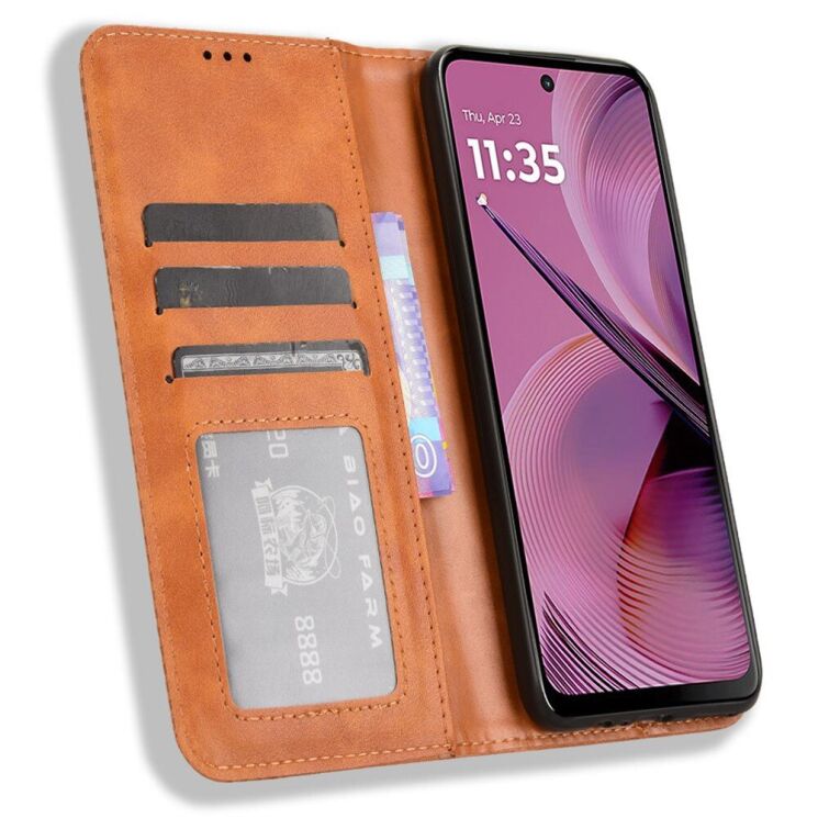 Чехол Deexe Retro Style для Motorola Moto G55 - Brown: фото 2 из 7