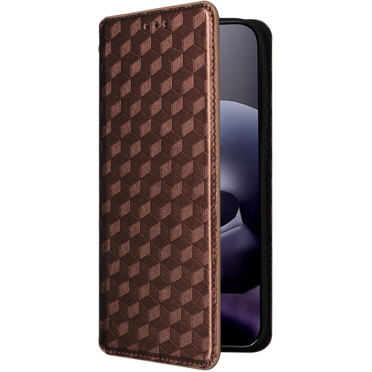 Чохол Deexe Rhombus Book для Motorola Moto G77 - Brown: фото 6 з 10