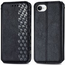 Чехол Deexe Rhombus Wallet для Apple iPhone 16e - Black: фото 1 из 10