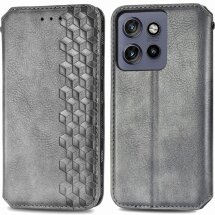 Чехол Deexe Rhombus Wallet для Motorola Edge 50 Neo - Grey: фото 1 из 10