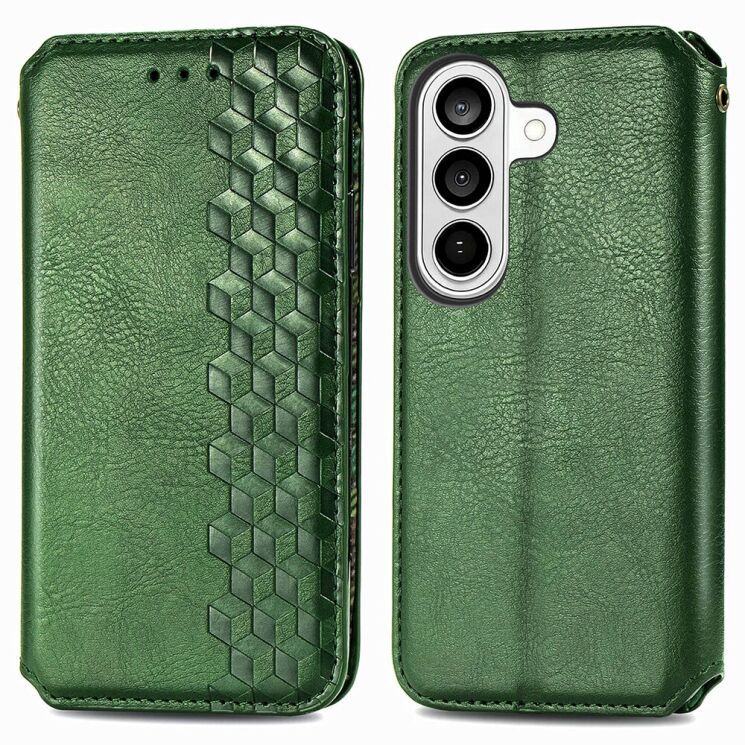 Чохол Deexe Rhombus Wallet для Samsung Galaxy A57 (A576) - Green: фото 1 з 8