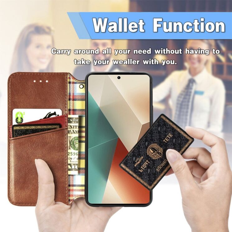 Чехол Deexe Rhombus Wallet для Xiaomi Redmi Note 13 5G - Blue: фото 9 из 10