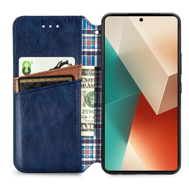 Чехол Deexe Rhombus Wallet для Xiaomi Redmi Note 13 5G - Blue: фото 2 из 10