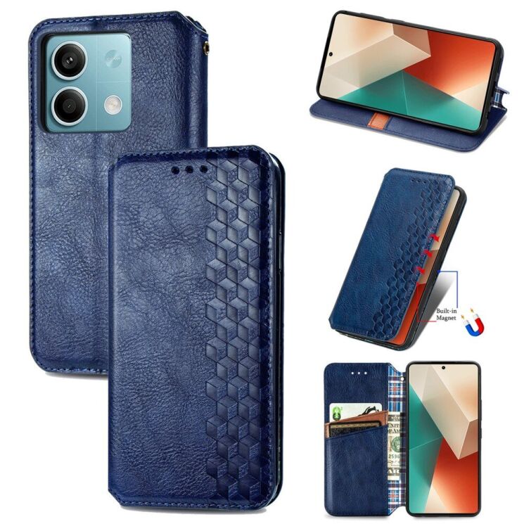 Чехол Deexe Rhombus Wallet для Xiaomi Redmi Note 13 5G - Blue: фото 4 из 10