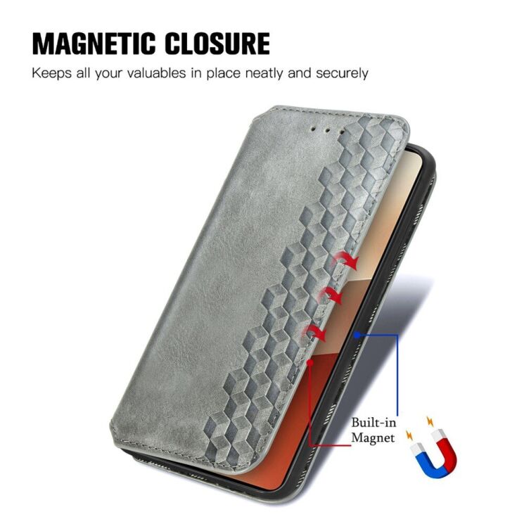 Чехол Deexe Rhombus Wallet для Xiaomi Redmi Note 13 5G - Blue: фото 10 из 10