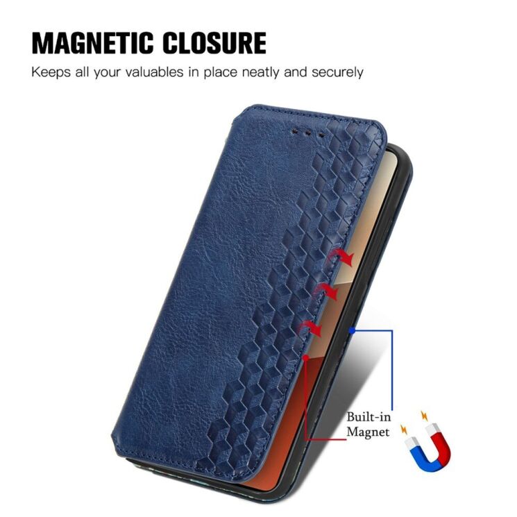 Чехол Deexe Rhombus Wallet для Xiaomi Redmi Note 13 5G - Blue: фото 7 из 10