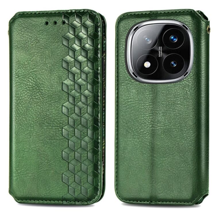 Чехол Deexe Rhombus Wallet для Xiaomi Redmi Note 14 Pro - Green: фото 2 из 10