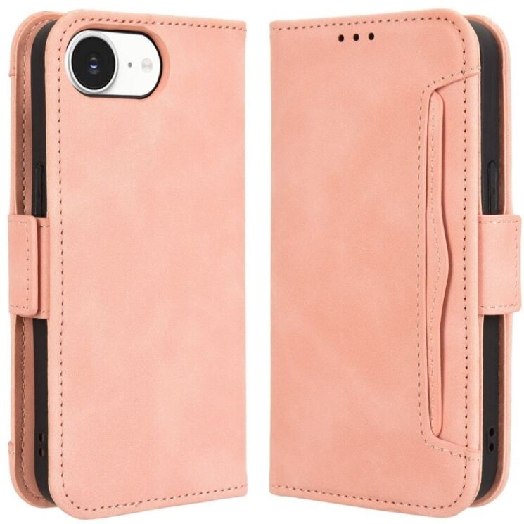 Чехол Deexe Wallet Stand для Apple iPhone 16e - Pink: фото 1 из 7