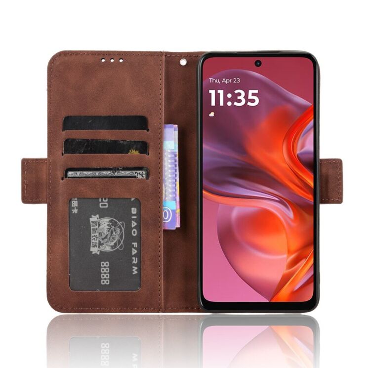 Чохол Deexe Wallet Stand для Motorola Moto G05 / Moto E15 - Brown: фото 3 з 7