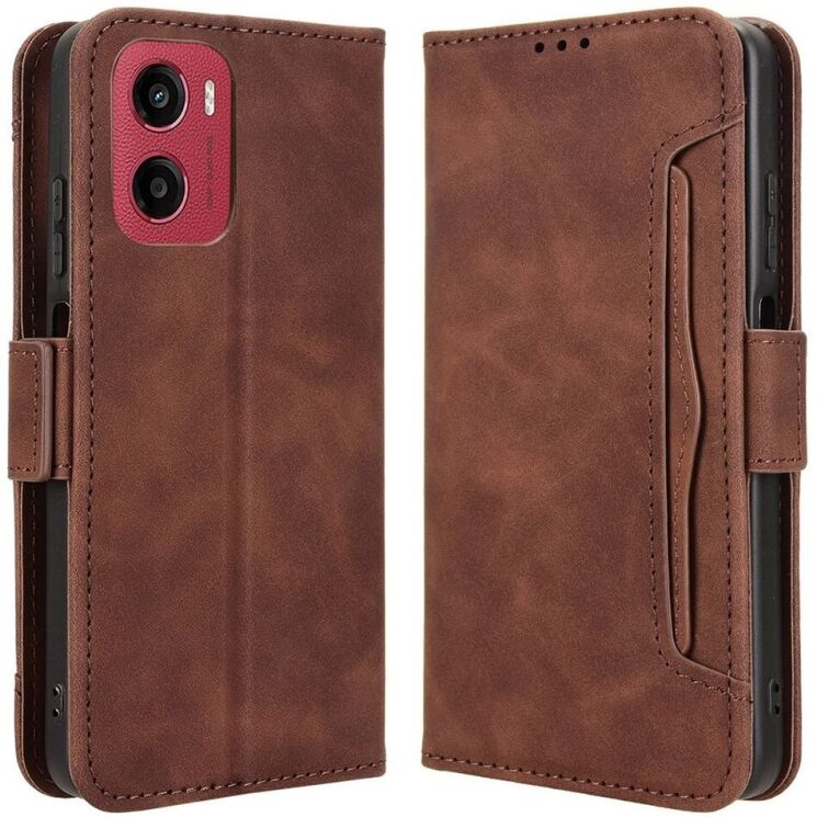 Чохол Deexe Wallet Stand для Motorola Moto G05 / Moto E15 - Brown: фото 1 з 7