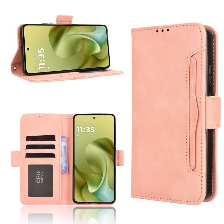 Чохол Deexe Wallet Stand для Motorola Moto G86 - Pink: фото 9 з 13