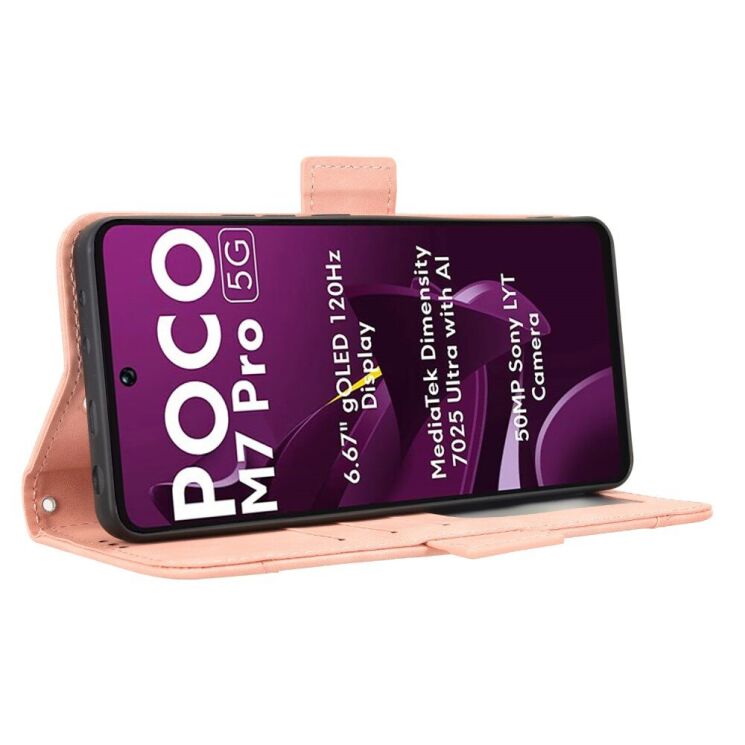 Чехол Deexe Wallet Stand для Xiaomi Poco M7 Pro - Pink: фото 4 из 7