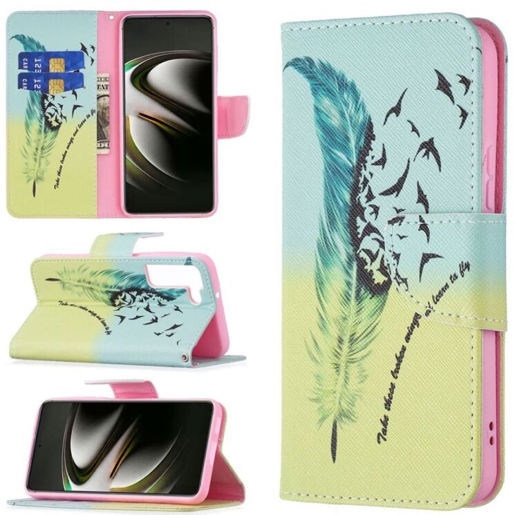 Чехол-книжка Deexe Color Wallet для Samsung Galaxy S22 (S901) - Feather and Birds: фото 6 из 8