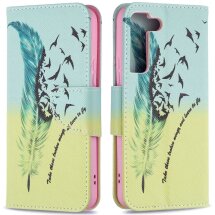 Чехол-книжка Deexe Color Wallet для Samsung Galaxy S22 (S901) - Feather and Birds: фото 1 из 8
