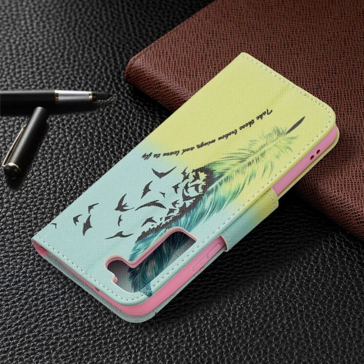 Чехол-книжка Deexe Color Wallet для Samsung Galaxy S22 (S901) - Feather and Birds: фото 5 из 8