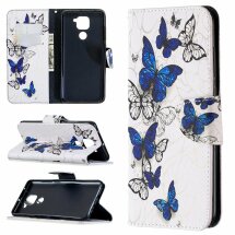 Чехол-книжка Deexe Color Wallet для Xiaomi Redmi Note 9 / Redmi 10X - Blue and White Butterflies: фото 1 из 9