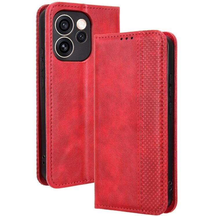 Чехол-книжка Deexe Retro Style для OPPO Reno 15 F/FS - Red: фото 1 из 18