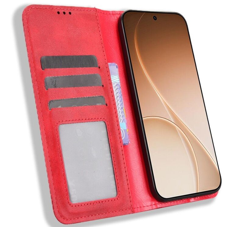 Чехол-книжка Deexe Retro Style для OPPO Reno 15 F/FS - Red: фото 5 из 18