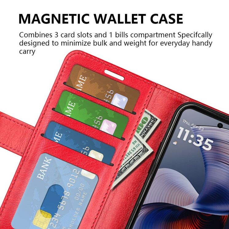Чохол-книжка Deexe Wallet Style для Motorola Moto G55 - Black: фото 7 з 10