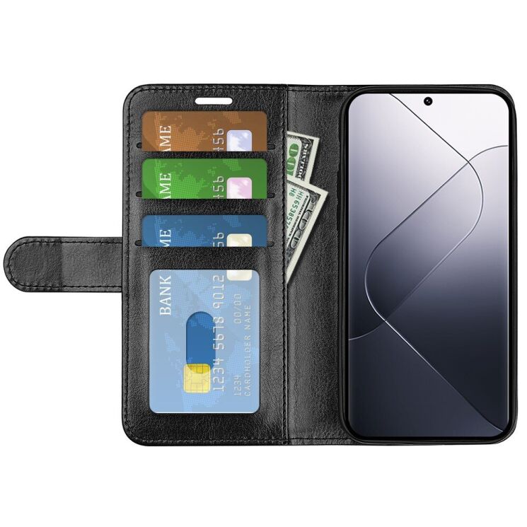 Чехол-книжка Deexe Wallet Style для Xiaomi 14 - Black: фото 2 из 8