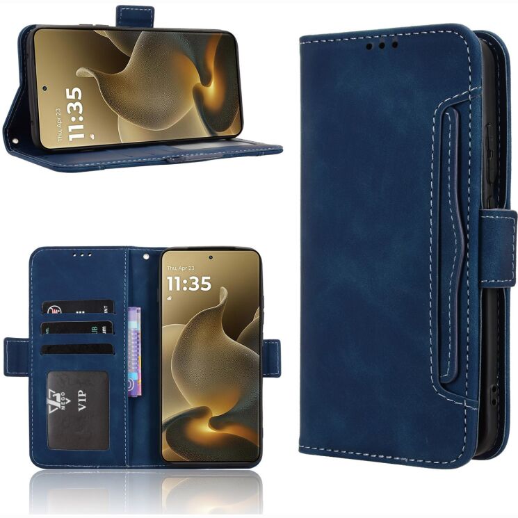 Чохол-книжка з кишеньками Deexe Wallet Stand для Motorola Edge 70 Pro - Blue: фото 8 з 15