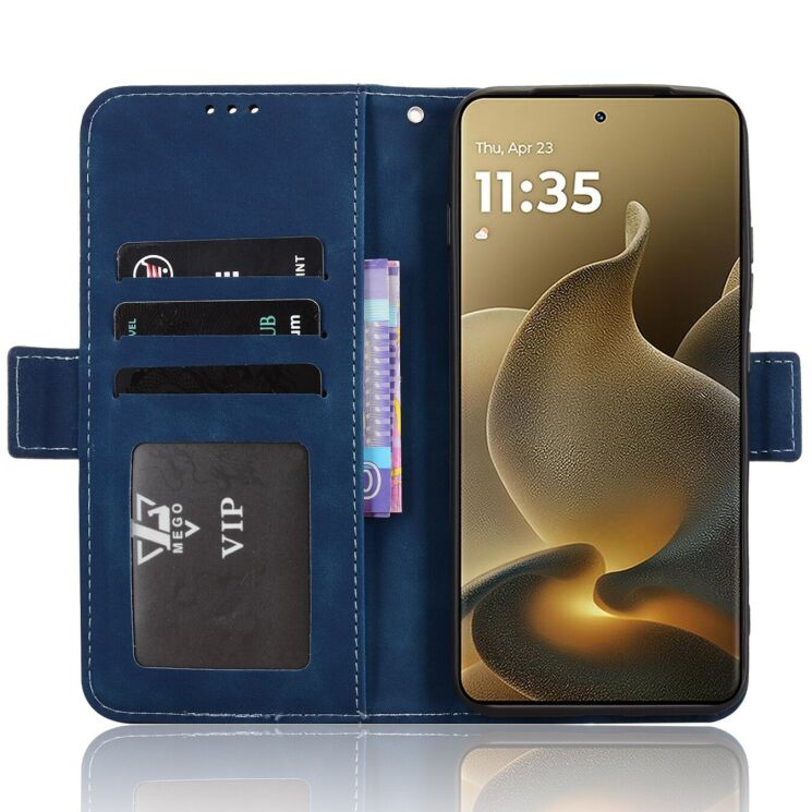 Чохол-книжка з кишеньками Deexe Wallet Stand для Motorola Edge 70 Pro - Blue: фото 5 з 15