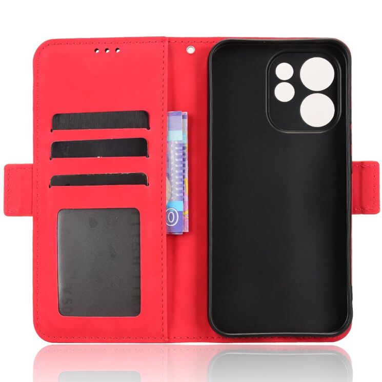 Чехол-книжка с карманами Deexe Wallet Stand для OPPO Reno 15 F/FS - Red: фото 3 из 15