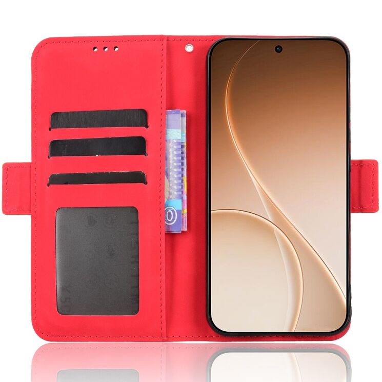 Чехол-книжка с карманами Deexe Wallet Stand для OPPO Reno 15 F/FS - Red: фото 4 из 15