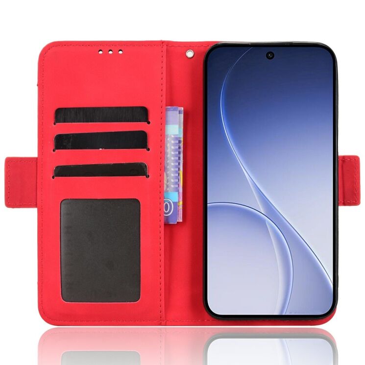 Чехол-книжка с карманами Deexe Wallet Stand для OPPO Reno 15 - Red: фото 3 из 7