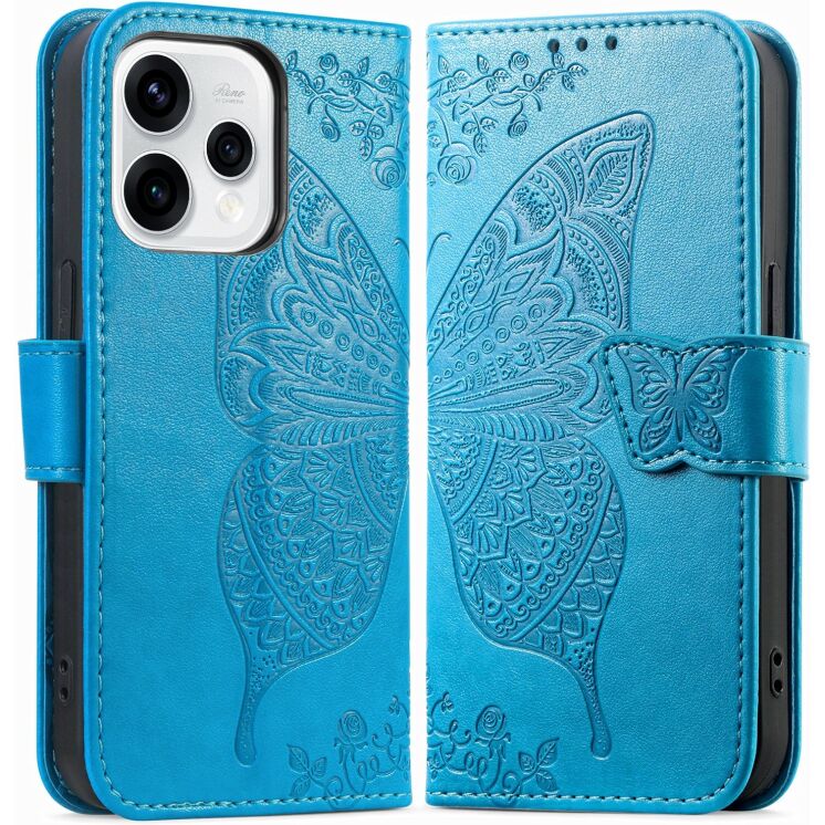 Чехол-книжка с рисунком UniCase Butterfly Pattern для OPPO Reno 15 - Blue: фото 1 из 9