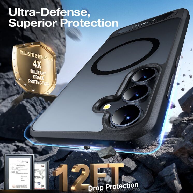 Чехол с подставкою TORRAS Ostand L1 (with MagSafe) для Samsung Galaxy S26 - Black: фото 2 из 8