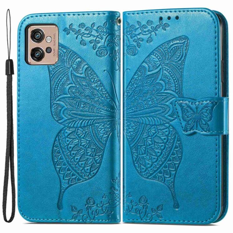 Чехол UniCase Butterfly Pattern для Motorola Moto G32 - Blue: фото 1 из 12