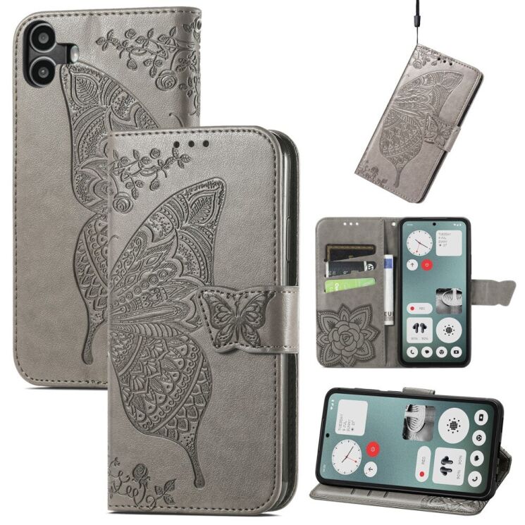 Чехол UniCase Butterfly Pattern для Nothing CMF Phone 1 - Grey: фото 4 из 9