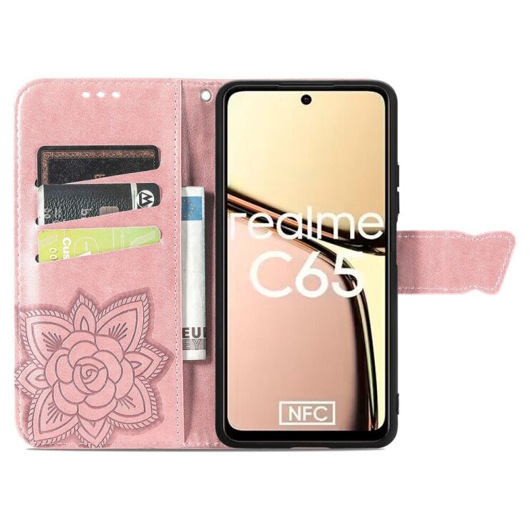 Чехол UniCase Butterfly Pattern для Realme C65 - Rose Gold: фото 2 из 8