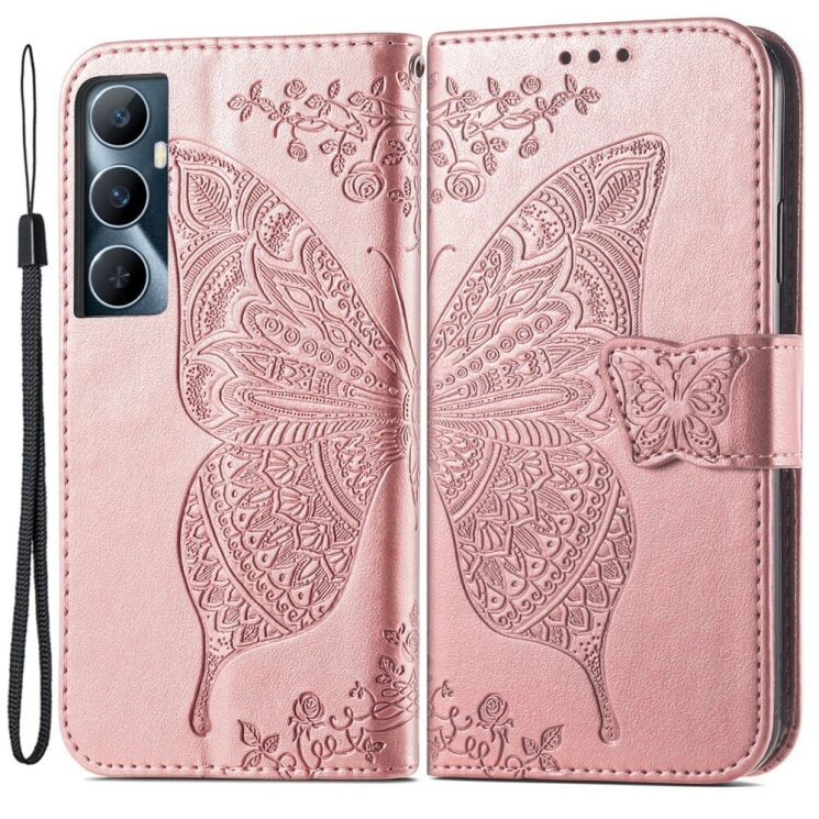 Чехол UniCase Butterfly Pattern для Realme C65 - Rose Gold: фото 1 из 8