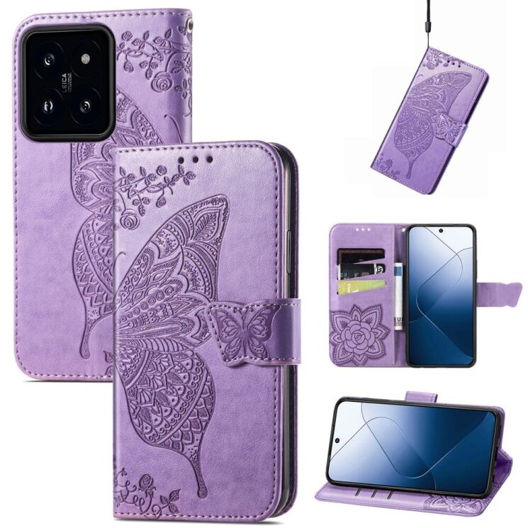 Чехол UniCase Butterfly Pattern для Xiaomi 14T Pro - Light Purple: фото 4 из 10