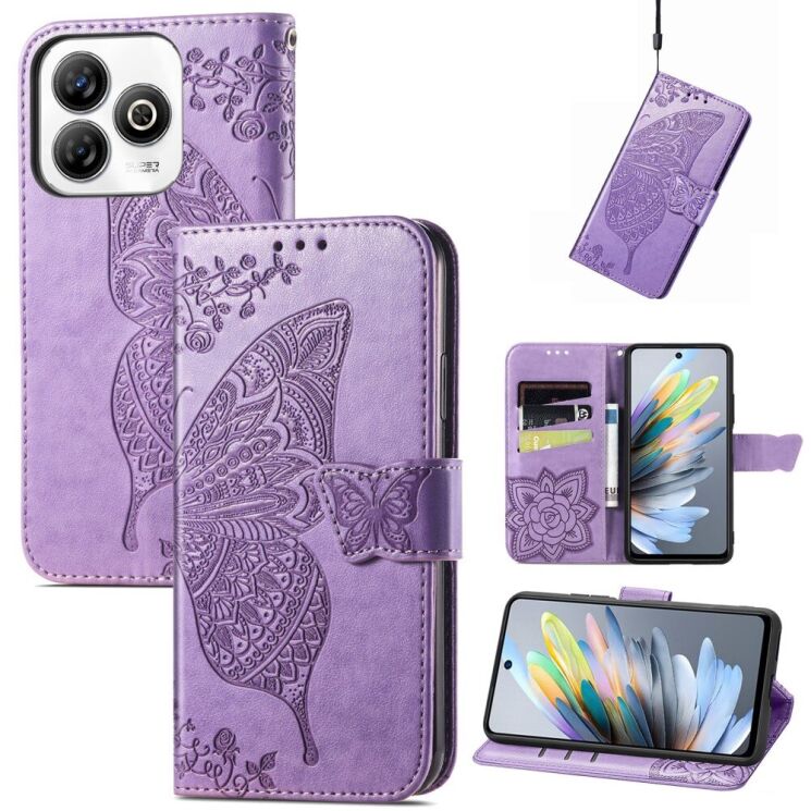 Чохол UniCase Butterfly Pattern для ZTE Blade A75 - Light Purple: фото 4 з 6