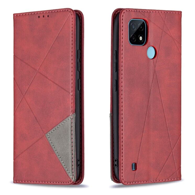 Чохол-книжка з кишеньками UniCase Geometric Pattern для Realme C21 / C20 - Red: фото 2 з 10