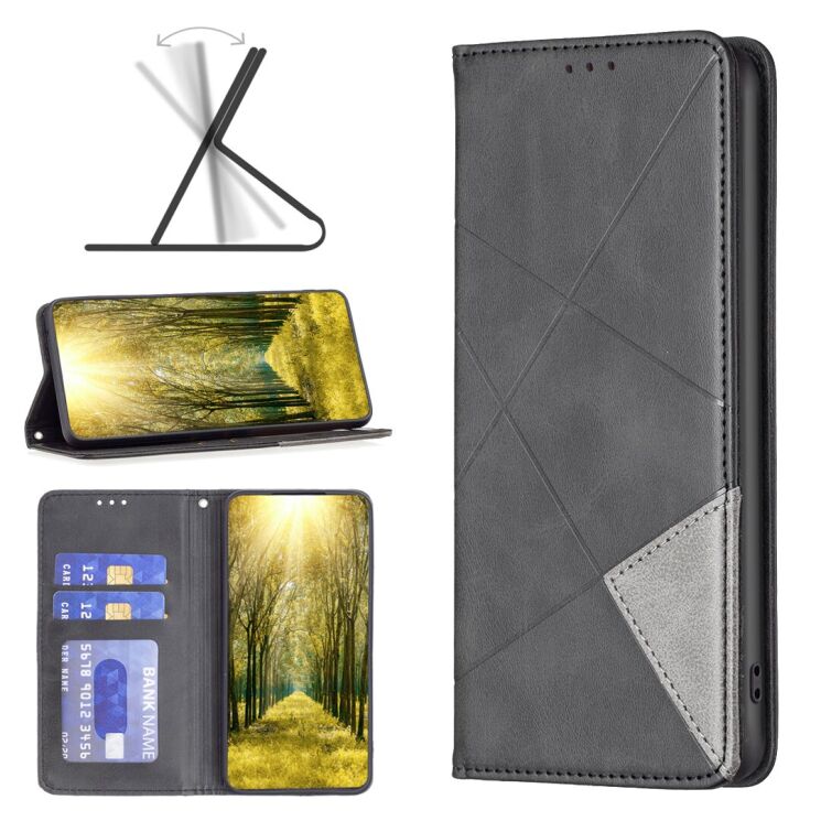 Чехол-книжка с кармашками UniCase Geometric Pattern для Xiaomi 15T - Black: фото 4 из 9