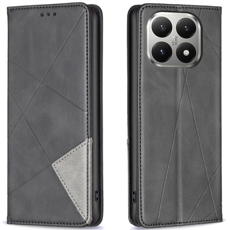 Чехол-книжка с кармашками UniCase Geometric Pattern для Xiaomi 15T - Black: фото 1 из 9