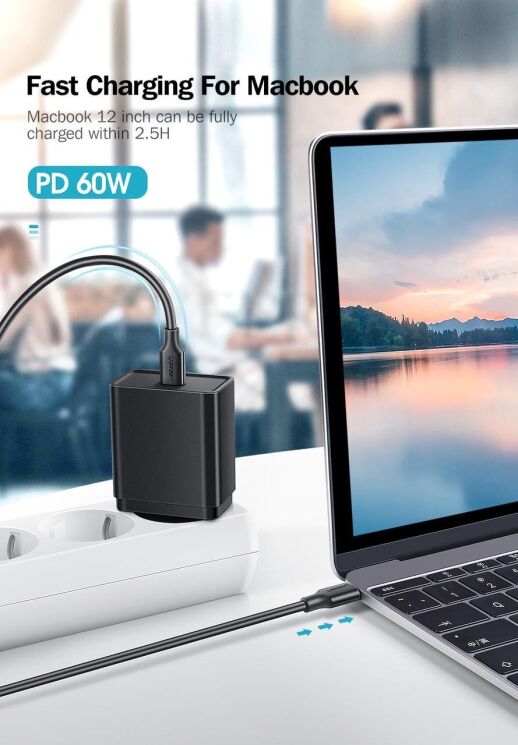 Кабель UGREEN US286 Type-C to Type-C 60W (3A, 1m) 50997 - Black: фото 5 из 12