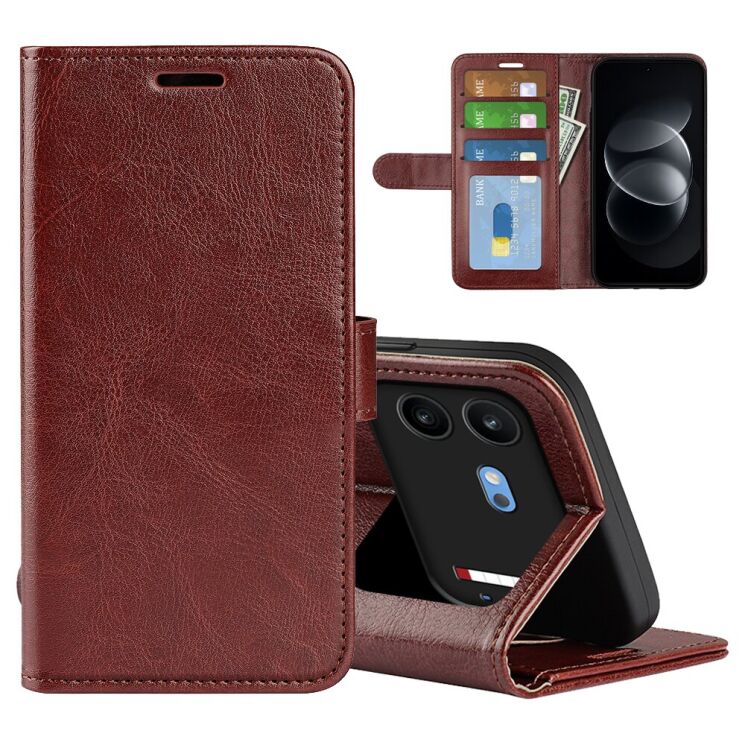 Класичний чохол-книжка Deexe Wallet Style для Nothing Phone (4b) - Brown: фото 4 з 8