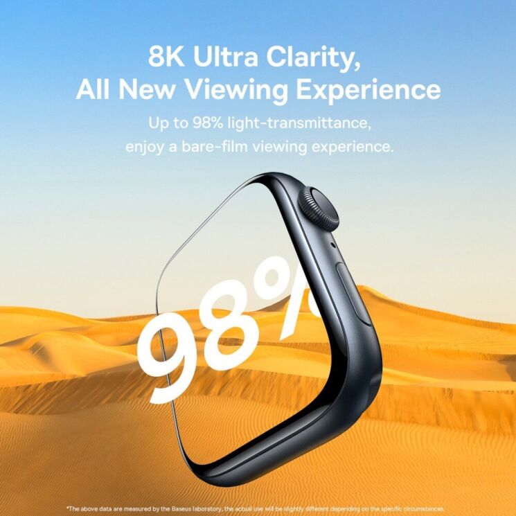 Комплект защитных пленок BASEUS Full-Coverage Film для Apple Watch 45 mm (7 / 8 / 9 Series) - Black: фото 10 из 16
