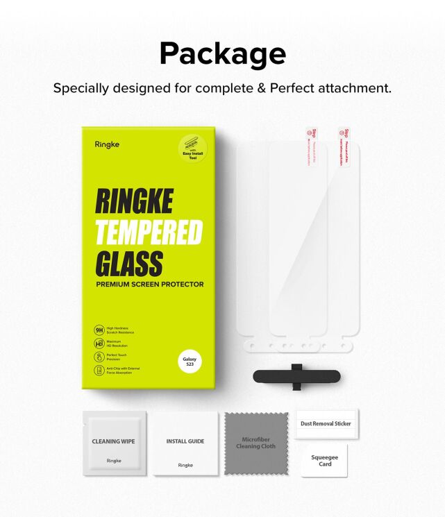 Комплект защитных стекол (2шт) Ringke Screen Protector Tempered Glass для Samsung Galaxy S23 (S911) 8809919301794: фото 15 из 15